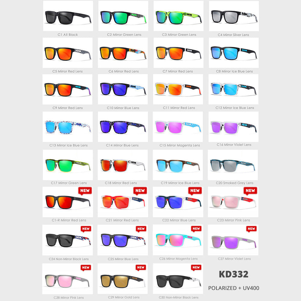 KDEAM Square Outdoor Polarized Sunglasses Classic All-match Men And Women Sunglasses Fishing Sports Glasses KD332